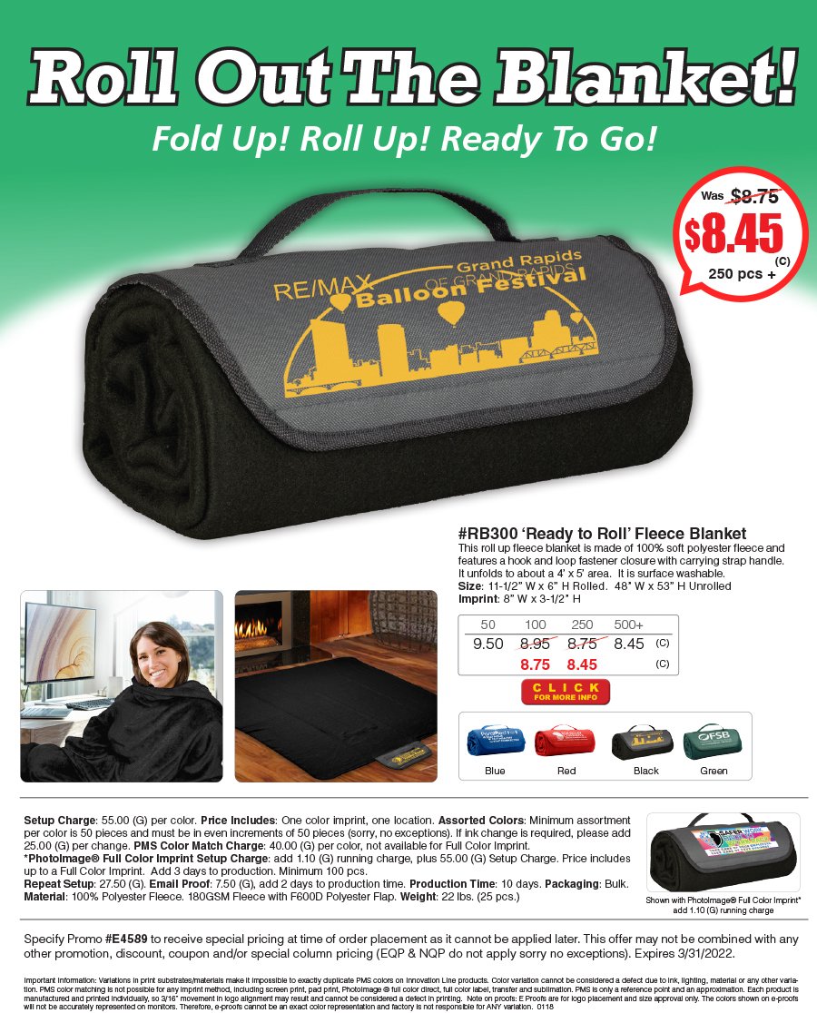 RB300 Ready to Roll Fleece Blanket