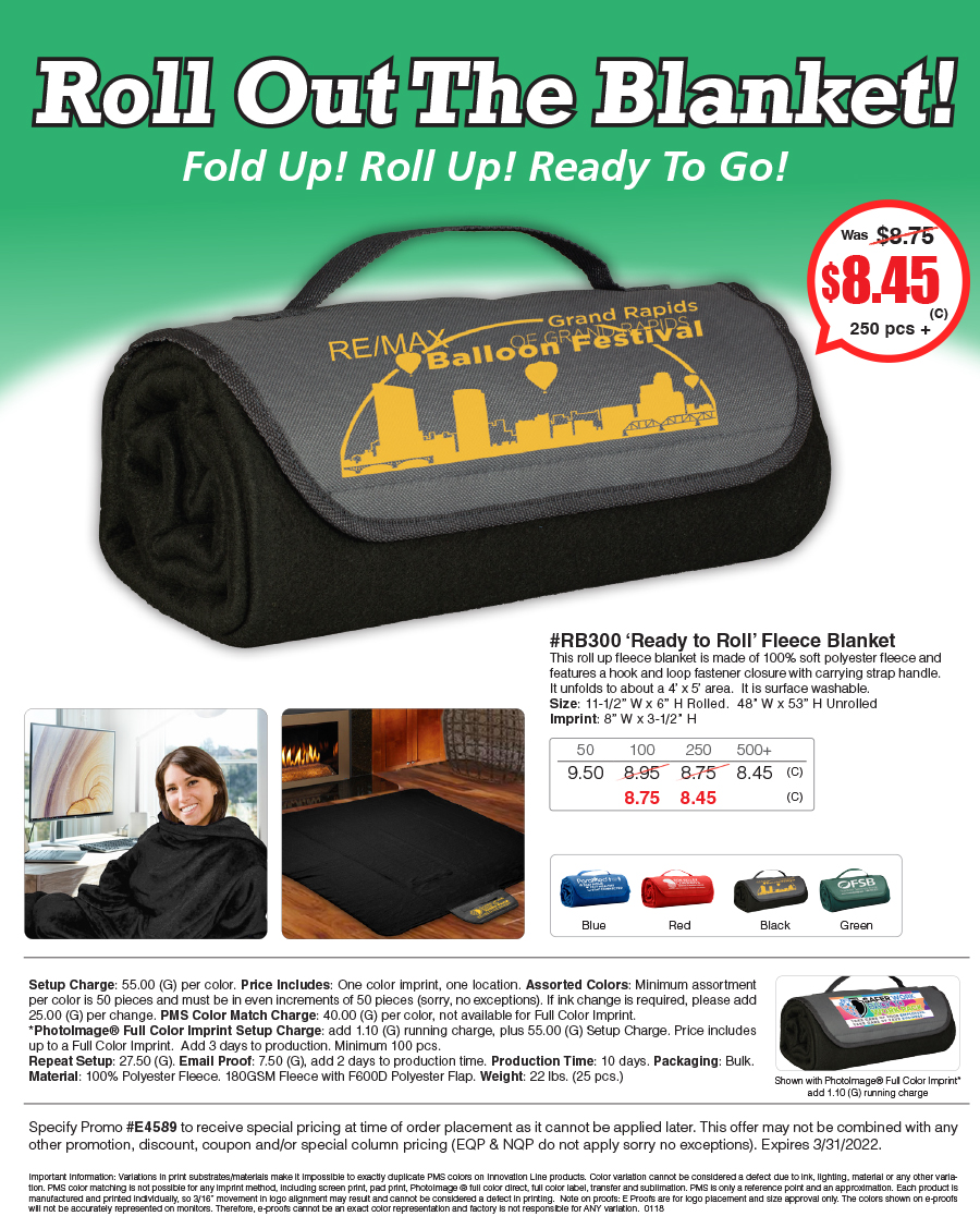 RB300 Ready to Roll Fleece Blanket
