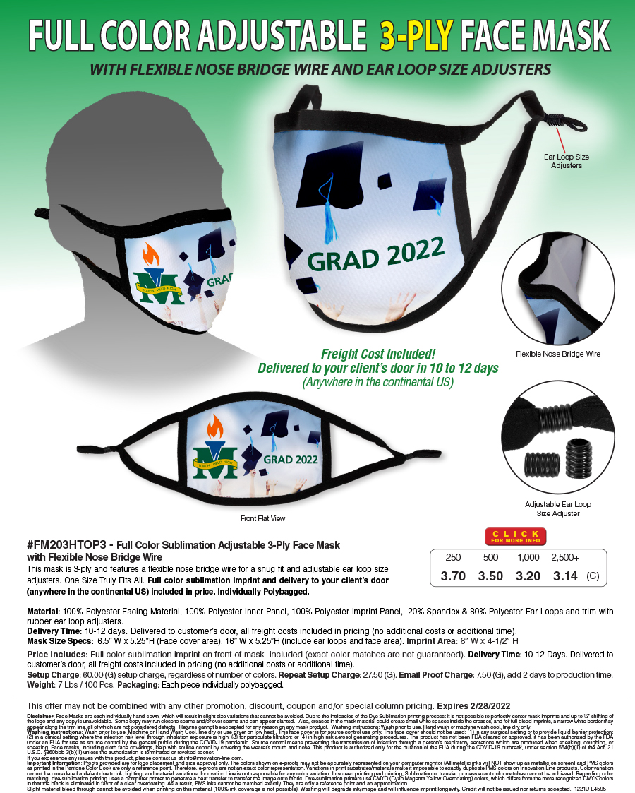#FM203HTOP3 Full Color Protective Masks
