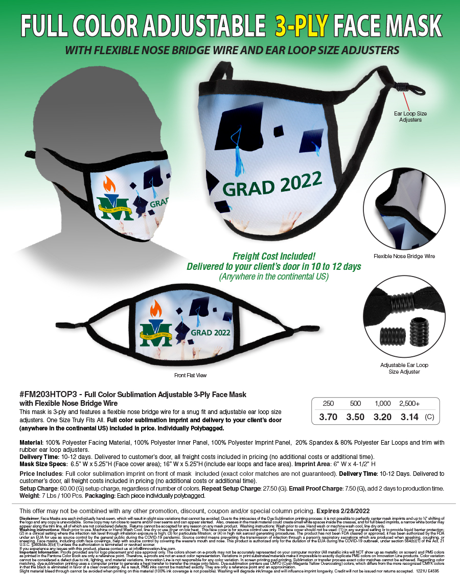 #FM203HTOP3 Full Color Protective Masks
