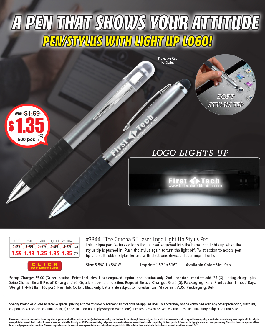 3344 The Corona - Laser Light Up Stylus Pen