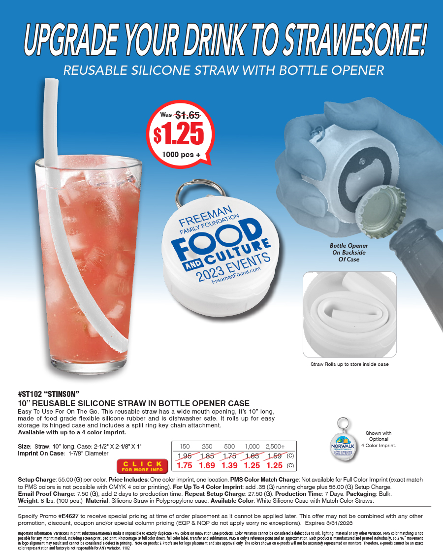 ST102 Stinson - 10 inch Reusable Silicone Straw and Bottle Opener Case