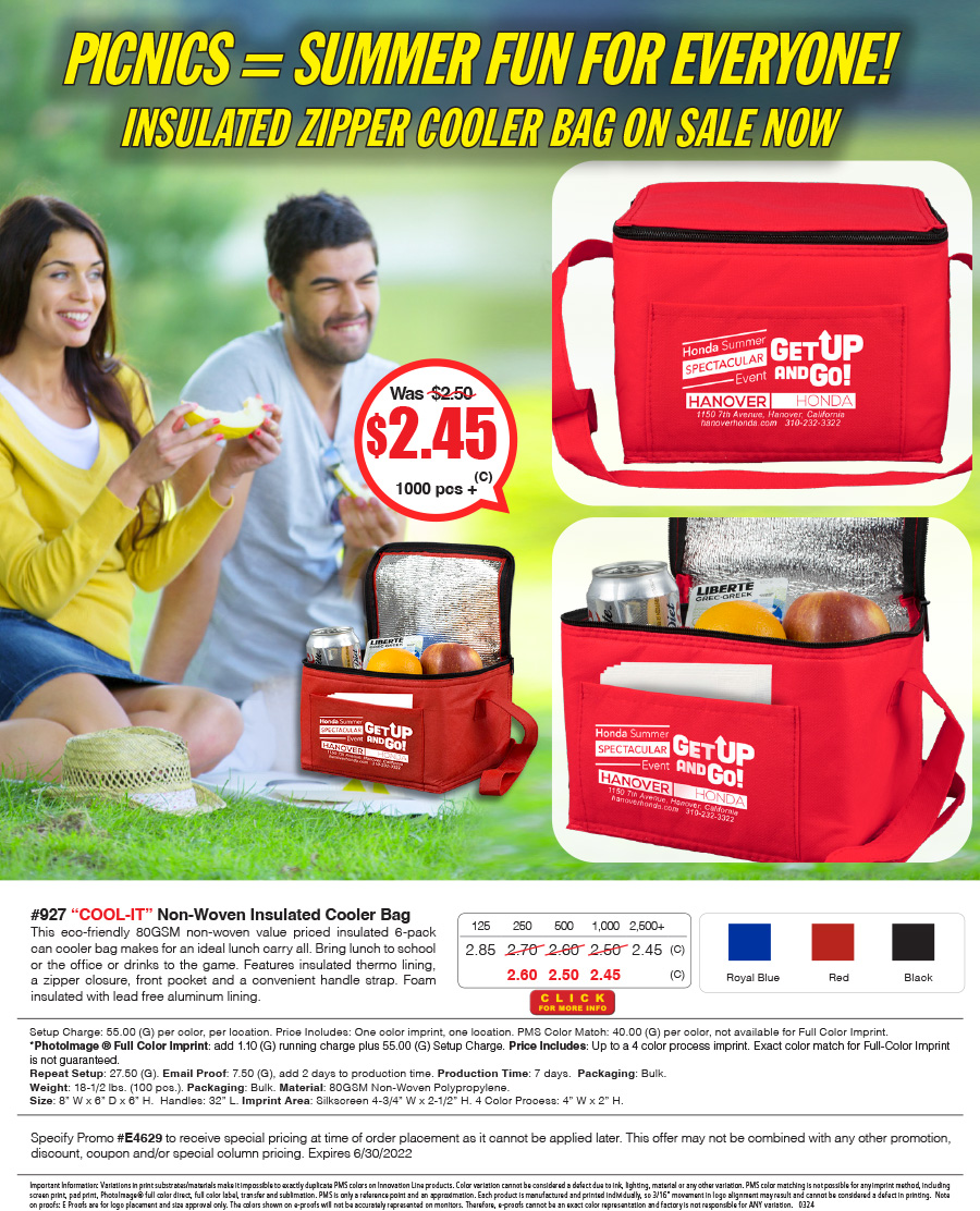 927 80GSM Non-Woven -Cool-it- Insulated Cooler Bag