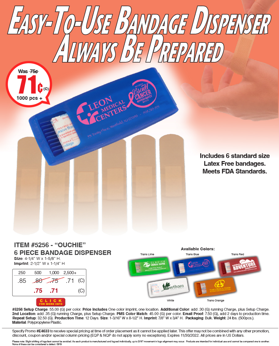 5256 6 pc Bandage Dispenser