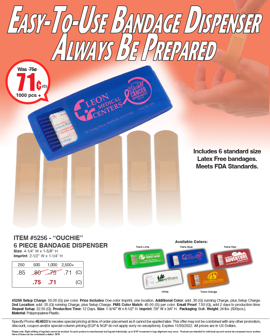 5256 6 pc Bandage Dispenser