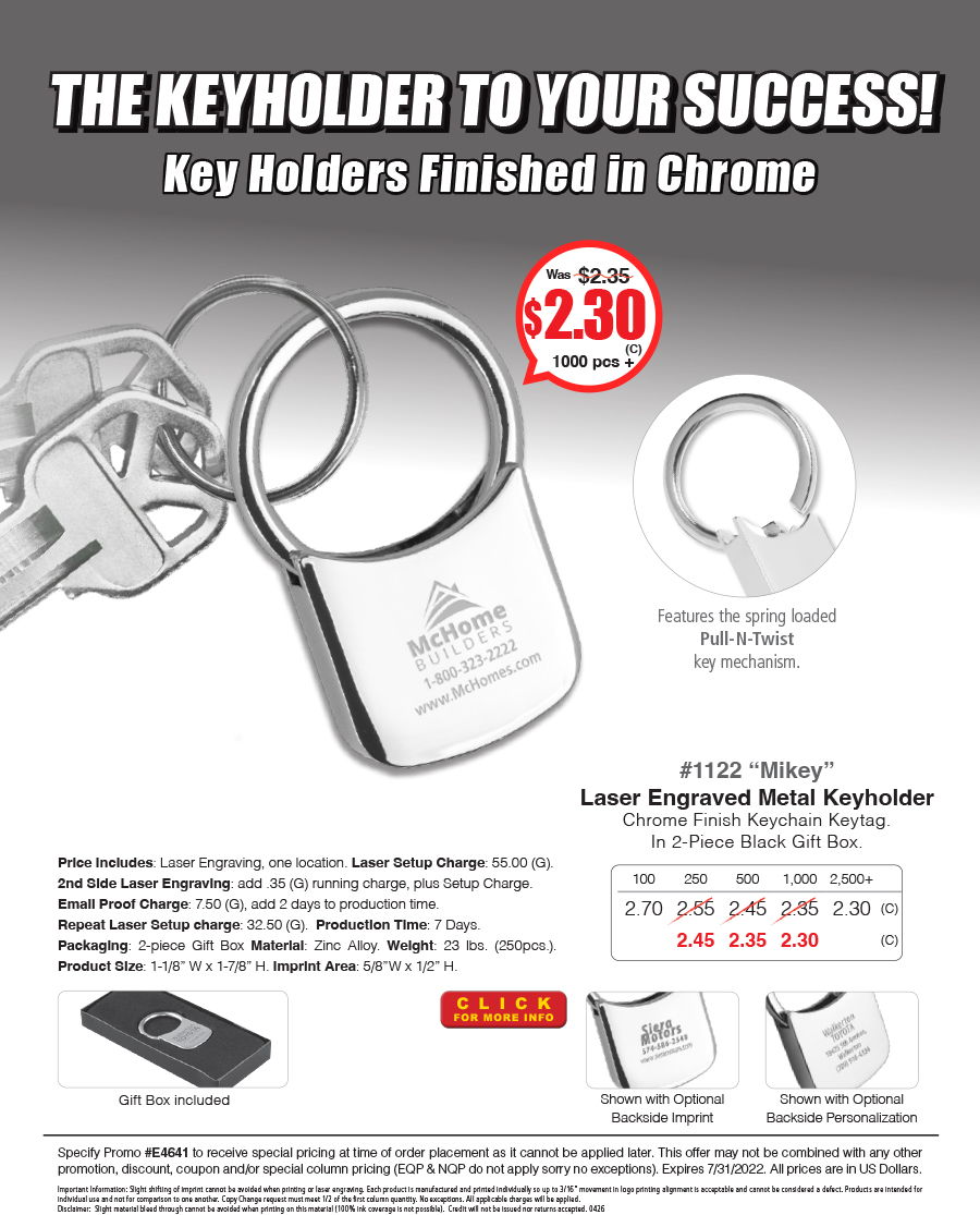 1122 Laser Engraved Metal Keyholder