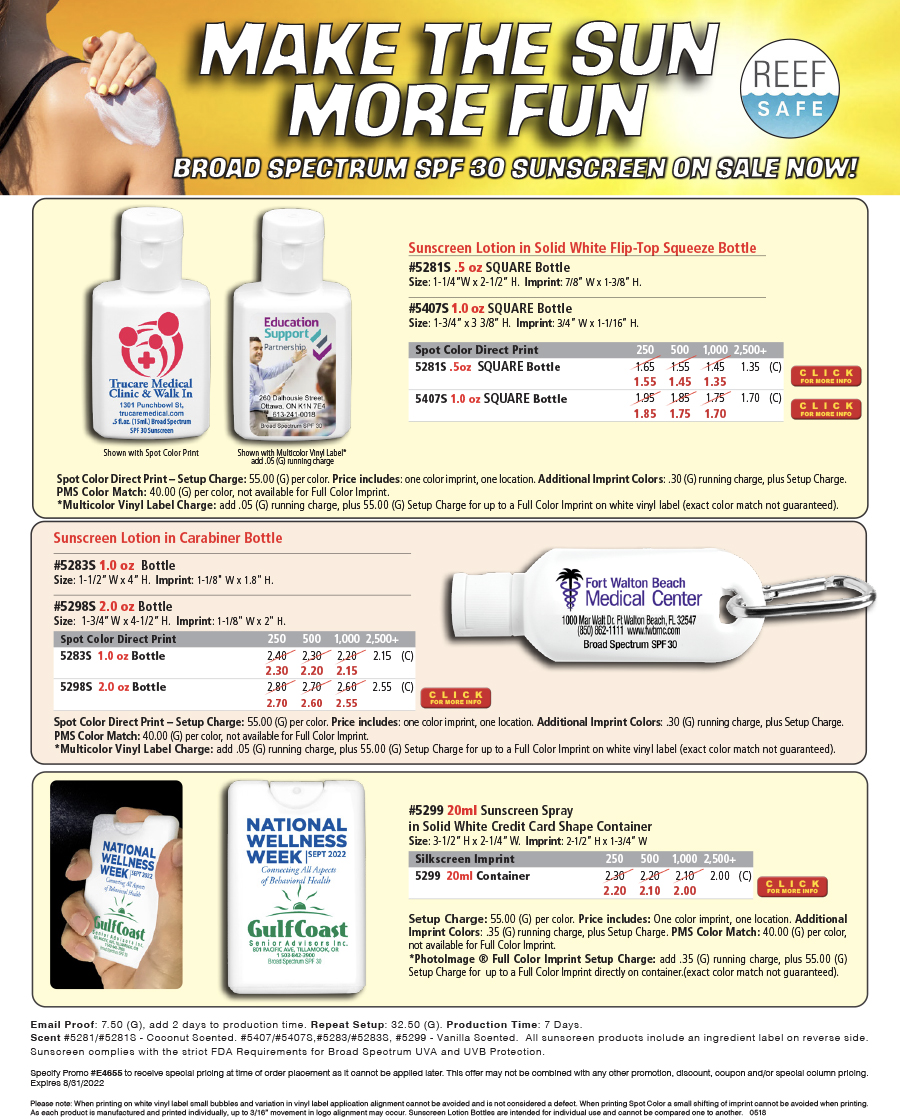 5415 5283S 5298S 5299 5407S 5281S Sunscreen Squeeze Bottle