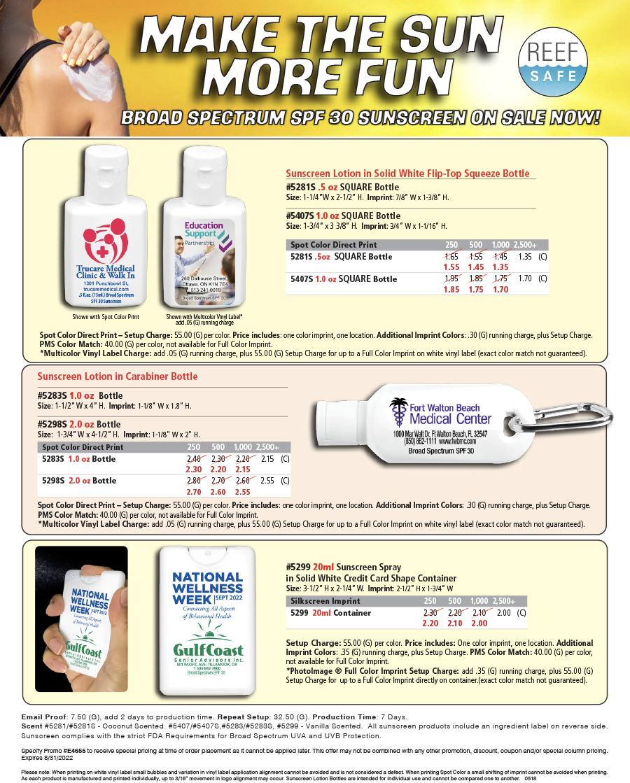 5415 5283S 5298S 5299 5407S 5281S Sunscreen Squeeze Bottle