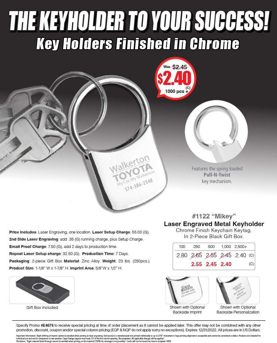 1122 Laser Engraved Metal Keyholder