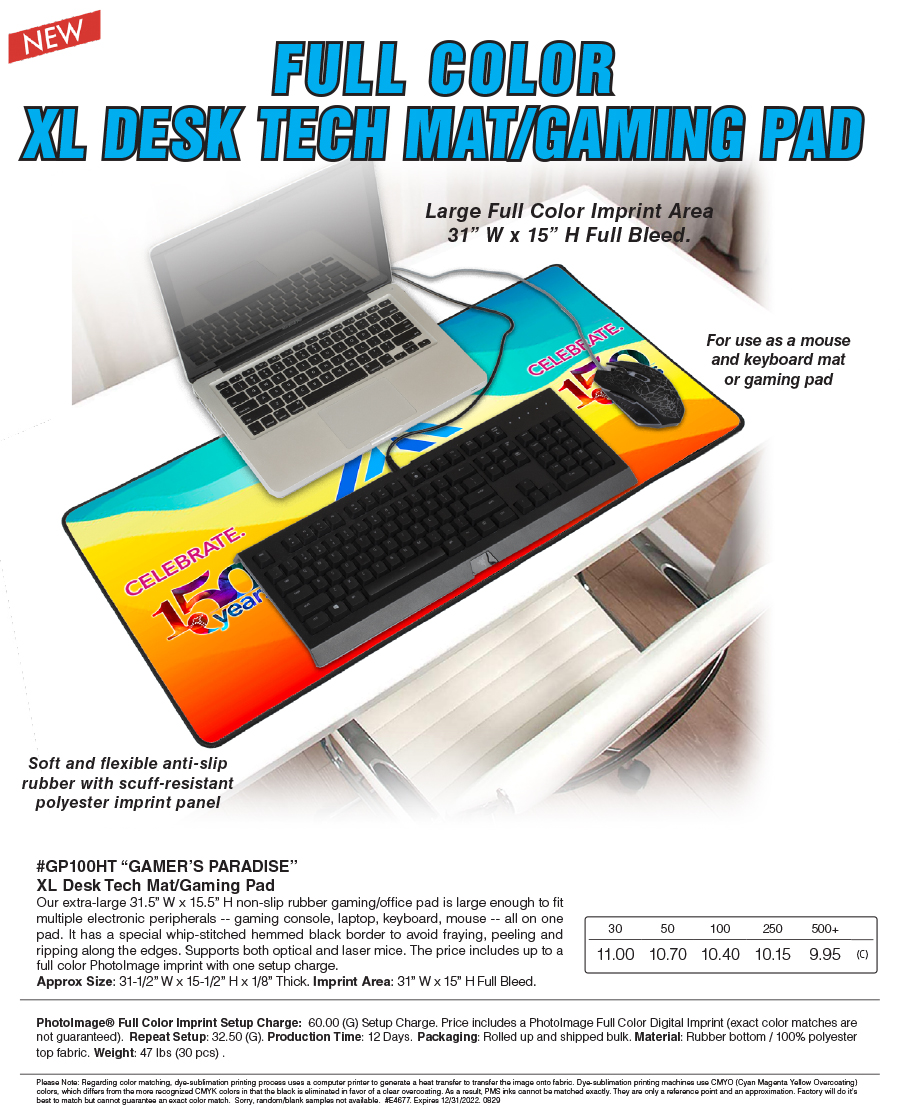 GP100HT Gamer’s Paradise XL Desk Tech Mat/Gaming Pad