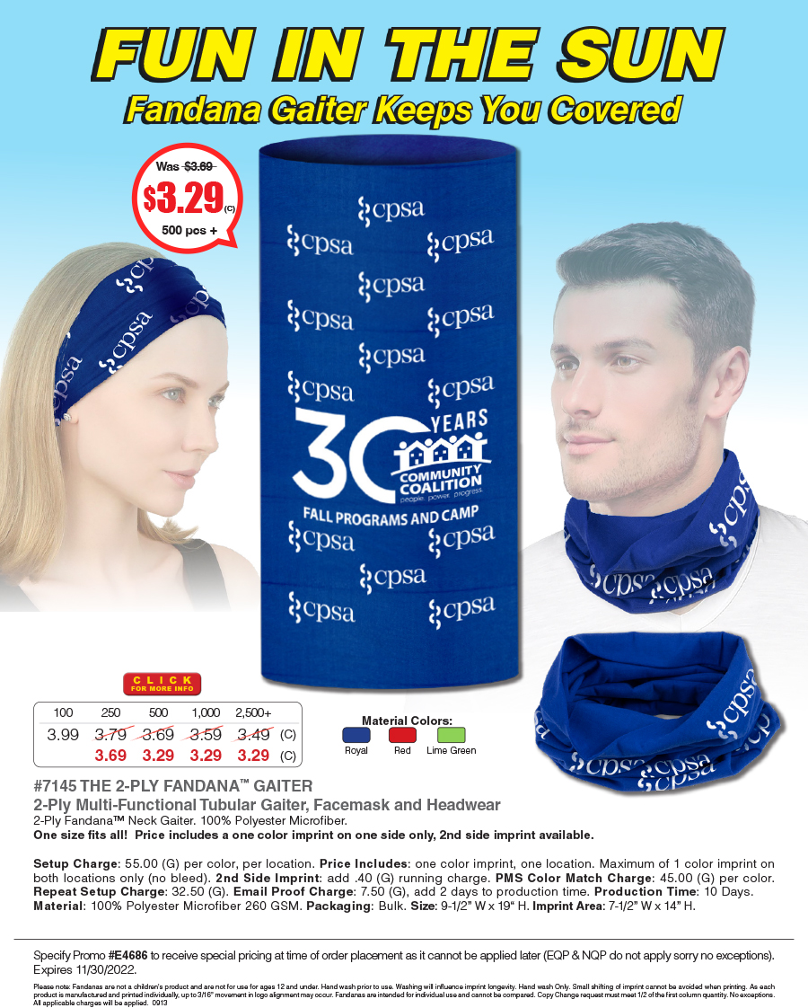 #7145 Domestic The Fandana�  2-Ply Multi-Functional Tubular Head And Neck Wear