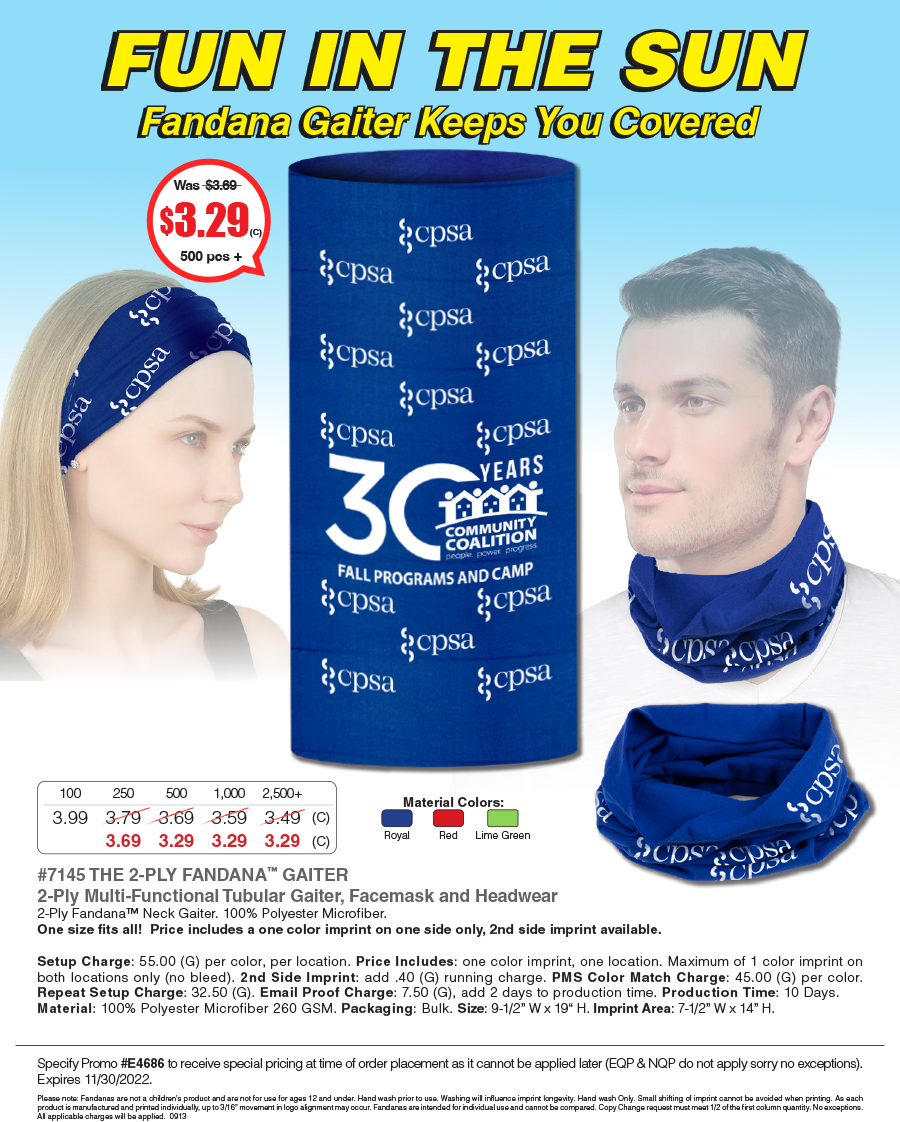 #7145 Domestic The Fandana�  2-Ply Multi-Functional Tubular Head And Neck Wear