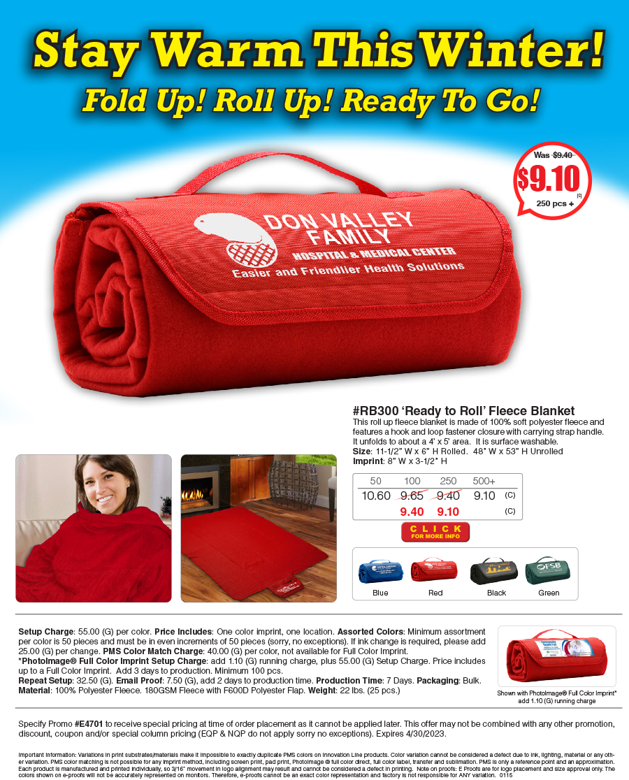 RB300 Ready to Roll Fleece Blanket