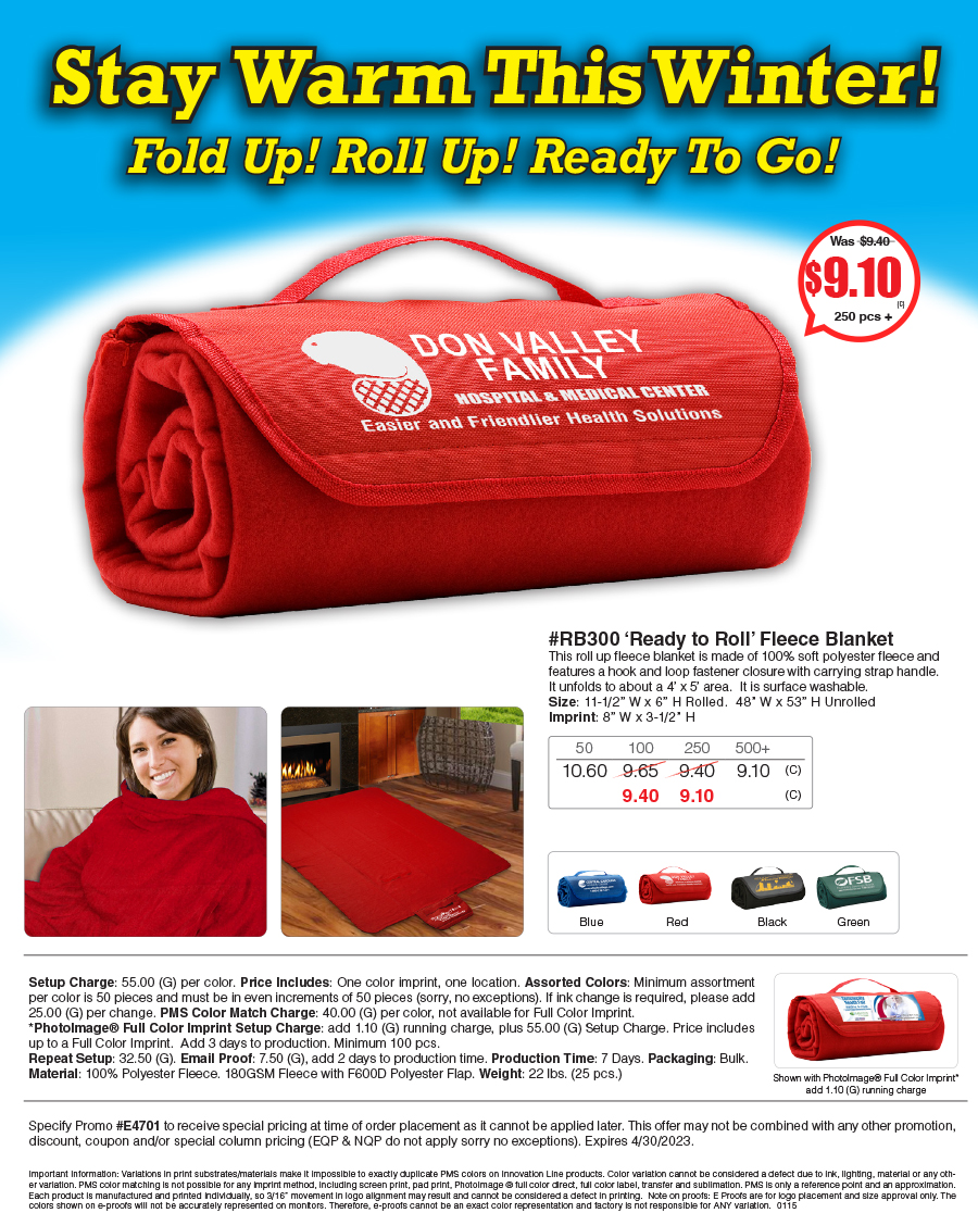 RB300 Ready to Roll Fleece Blanket