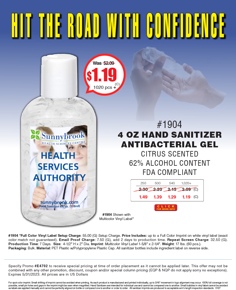 1904 4oz Hand Sanitizer Antibacterial Gel