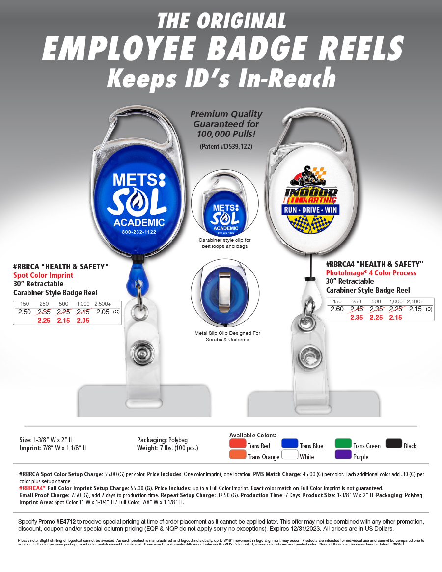 Retractable Carabiner Style Badge Reel