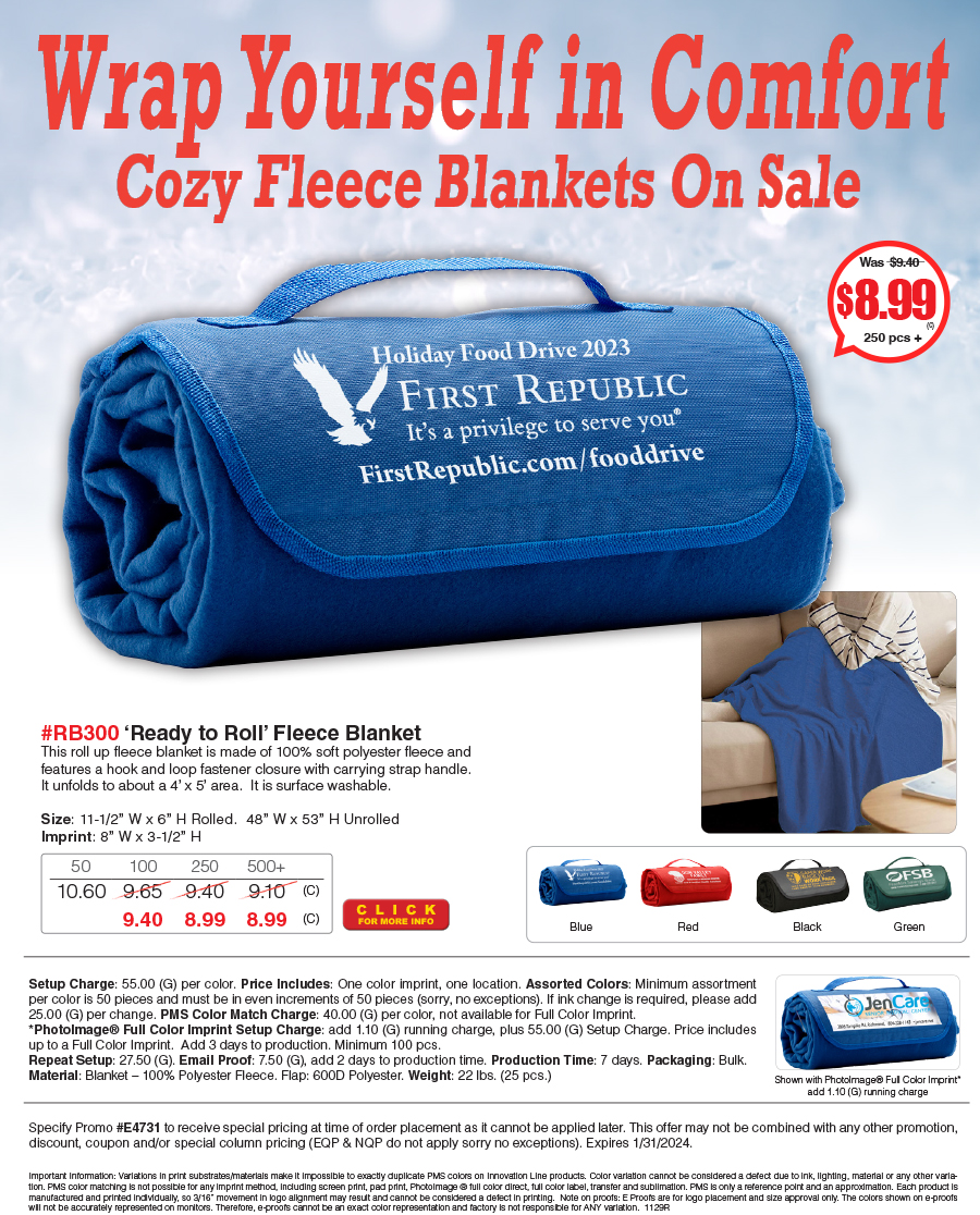 RB300 Ready to Roll Fleece Blanket