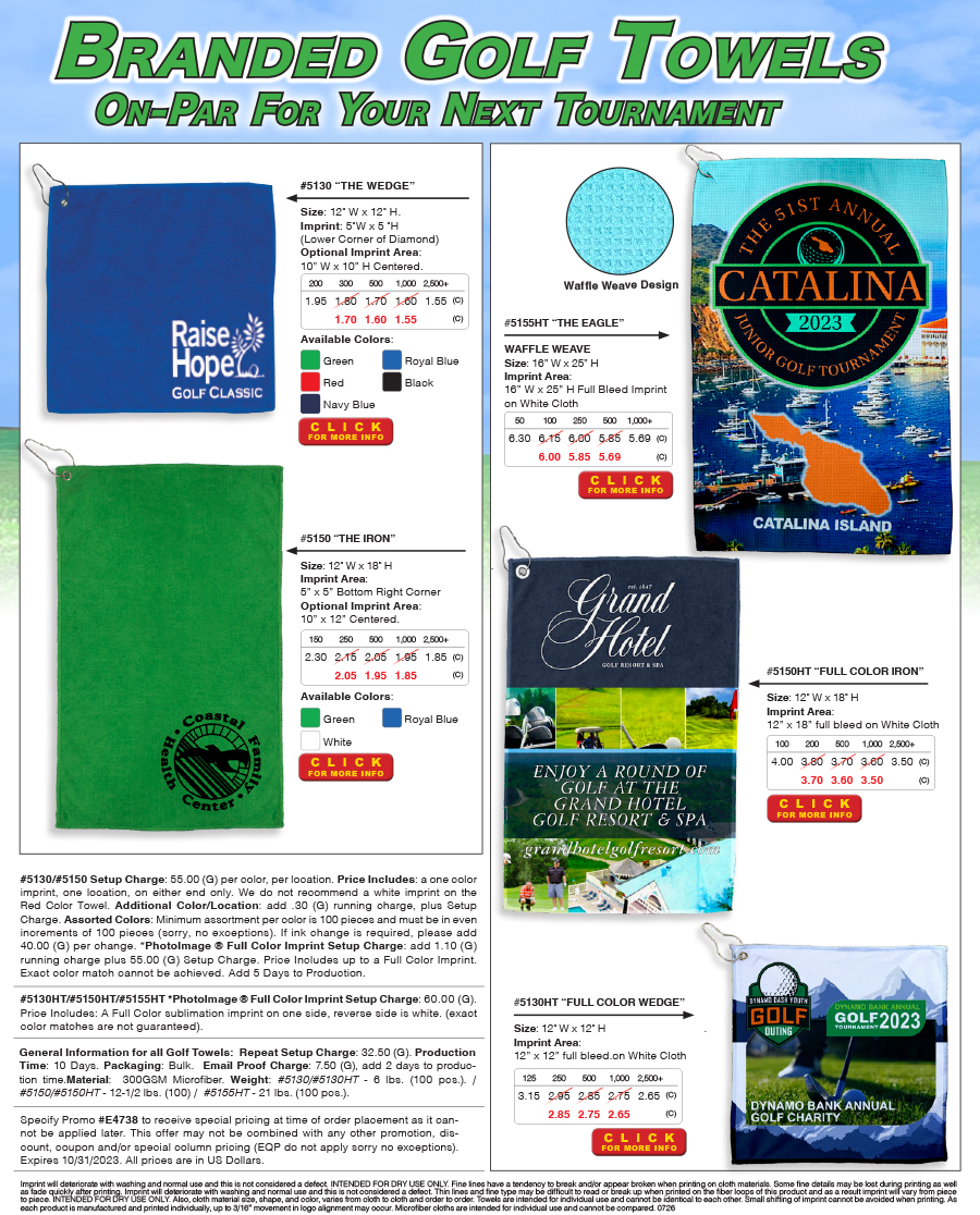 5130 5150 5130HT 5150HT Microfiber Golf Towel