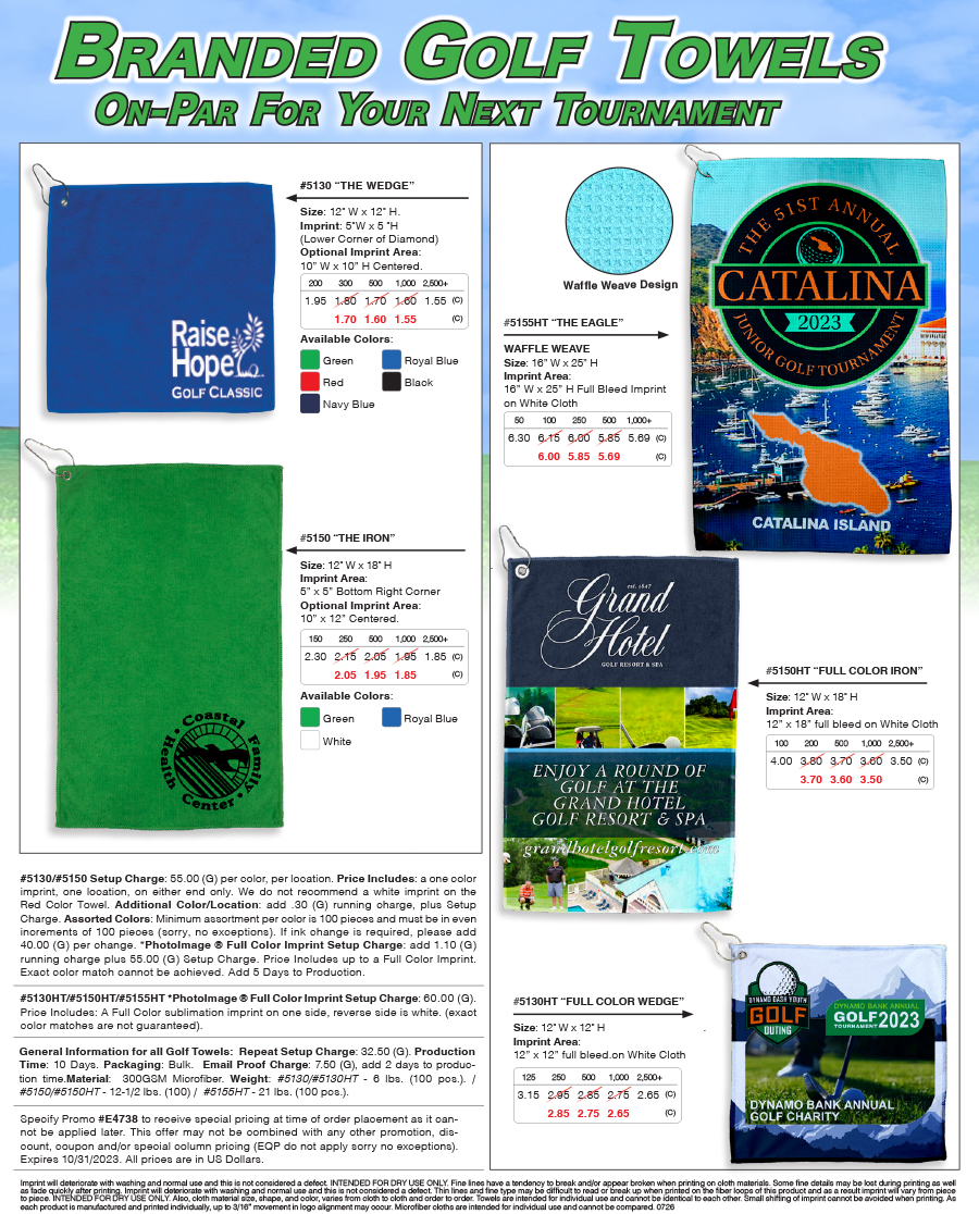 5130 5150 5130HT 5150HT Microfiber Golf Towel
