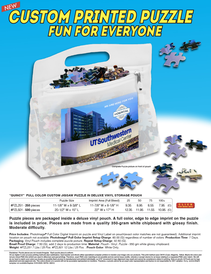 #PZL251 #PZL501 Quincy - Full Color Custom Jigsaw Puzzle IN DELUXE VINYL STORAGE POUCH 