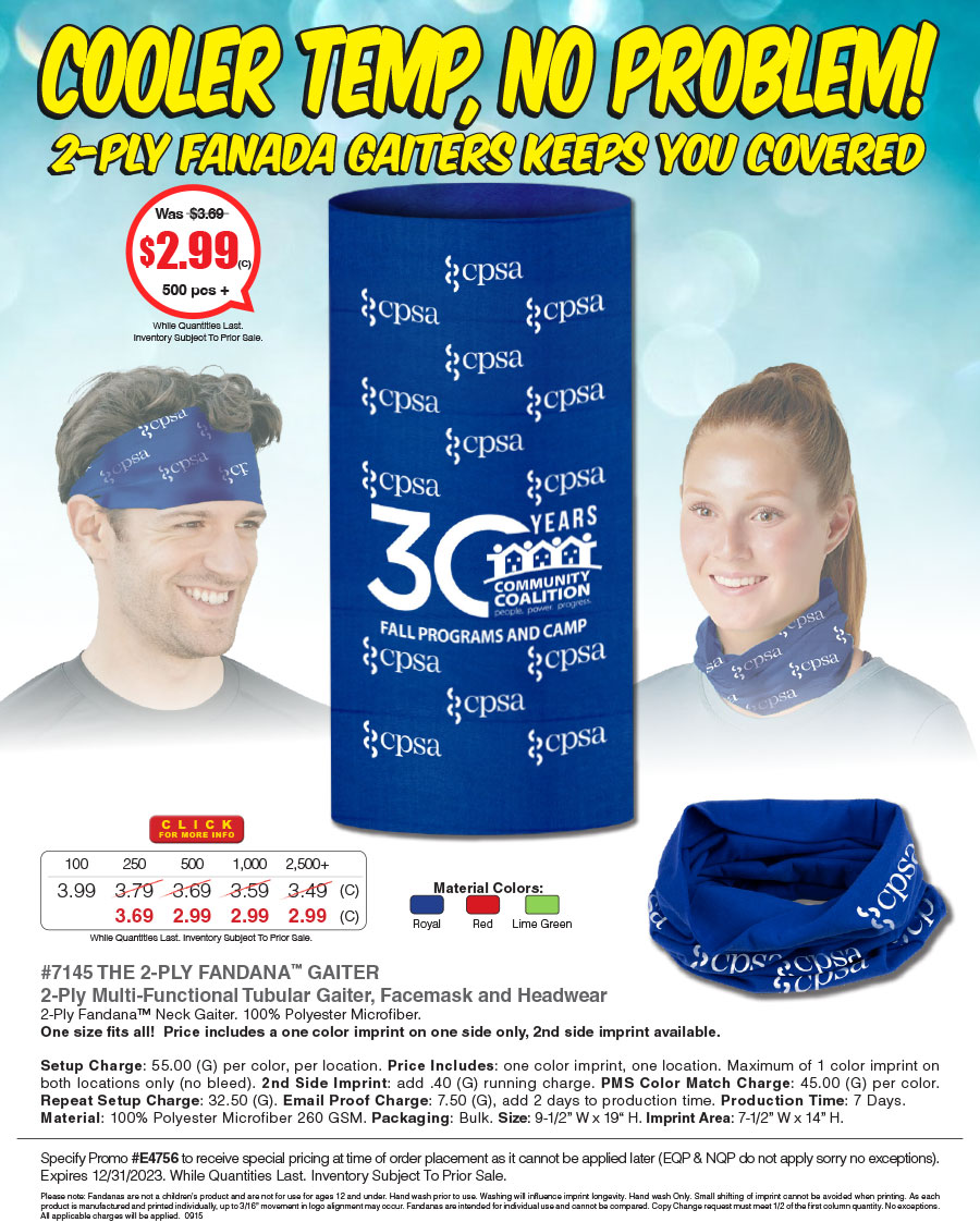 #7145 Domestic The Fandana  2-Ply Multi-Functional Tubular Head And Neck Wear