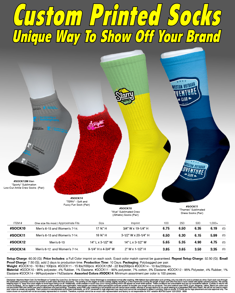 SOCK10 SOCK11 SOCK12 SOCK14 Custom Printed Socks 
