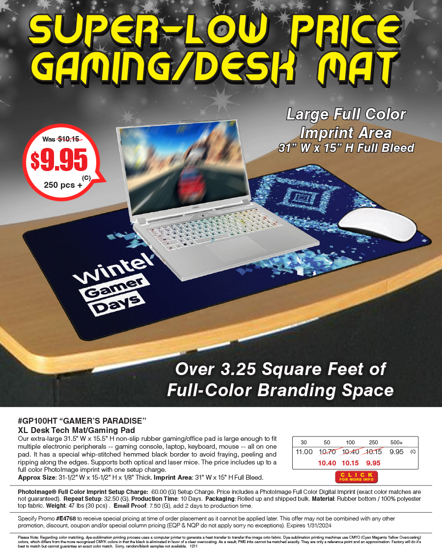 #GP100HT Gamers Paradise - XL Desk Tech Mat/Gaming Pad