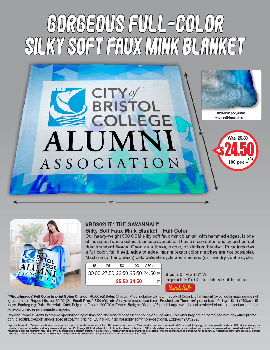 #RB302HT - The Savannah -  Silky Soft Faux Mink Blanket � Full Color