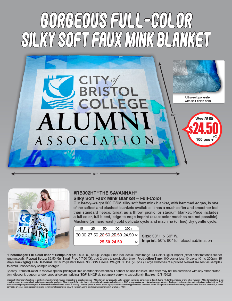 #RB302HT - The Savannah -  Silky Soft Faux Mink Blanket � Full Color