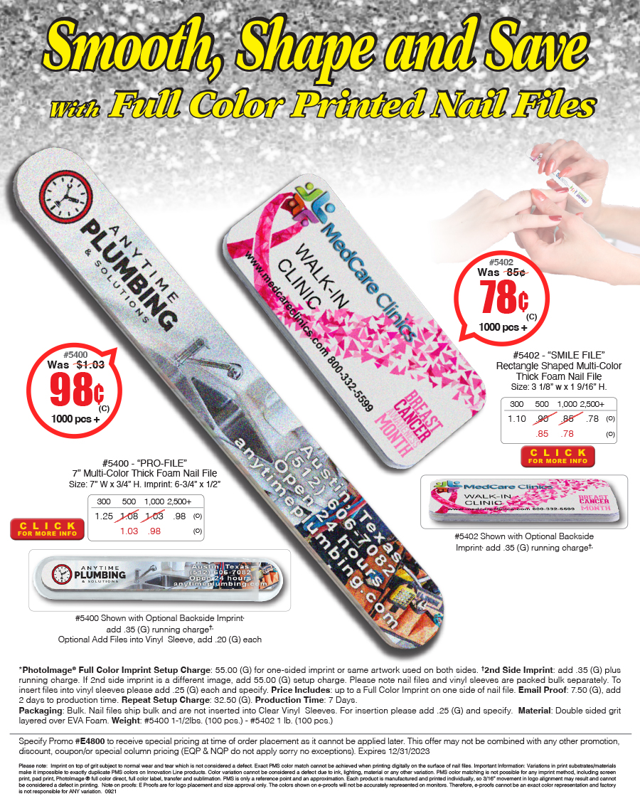 5400 5402 4 Color Process Nail Files