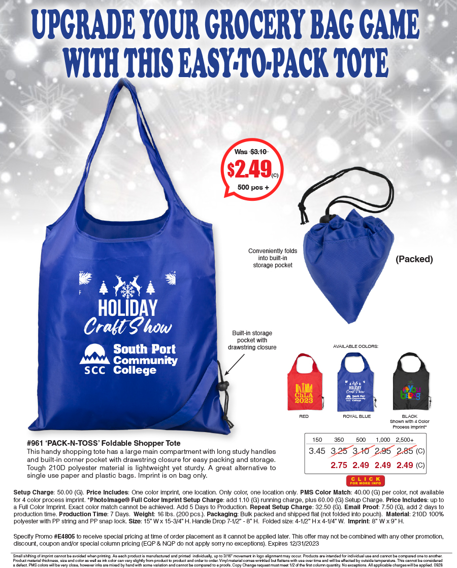 961 Pack-n-Toss - Foldable Shopper Tote