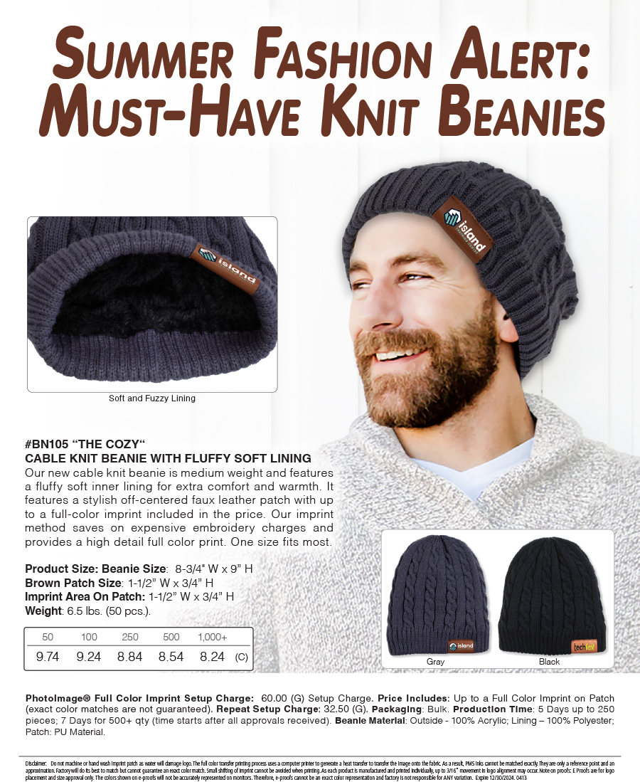 BN105 THE COZY - Cable Knit Beanie with Fluffy Soft Lining