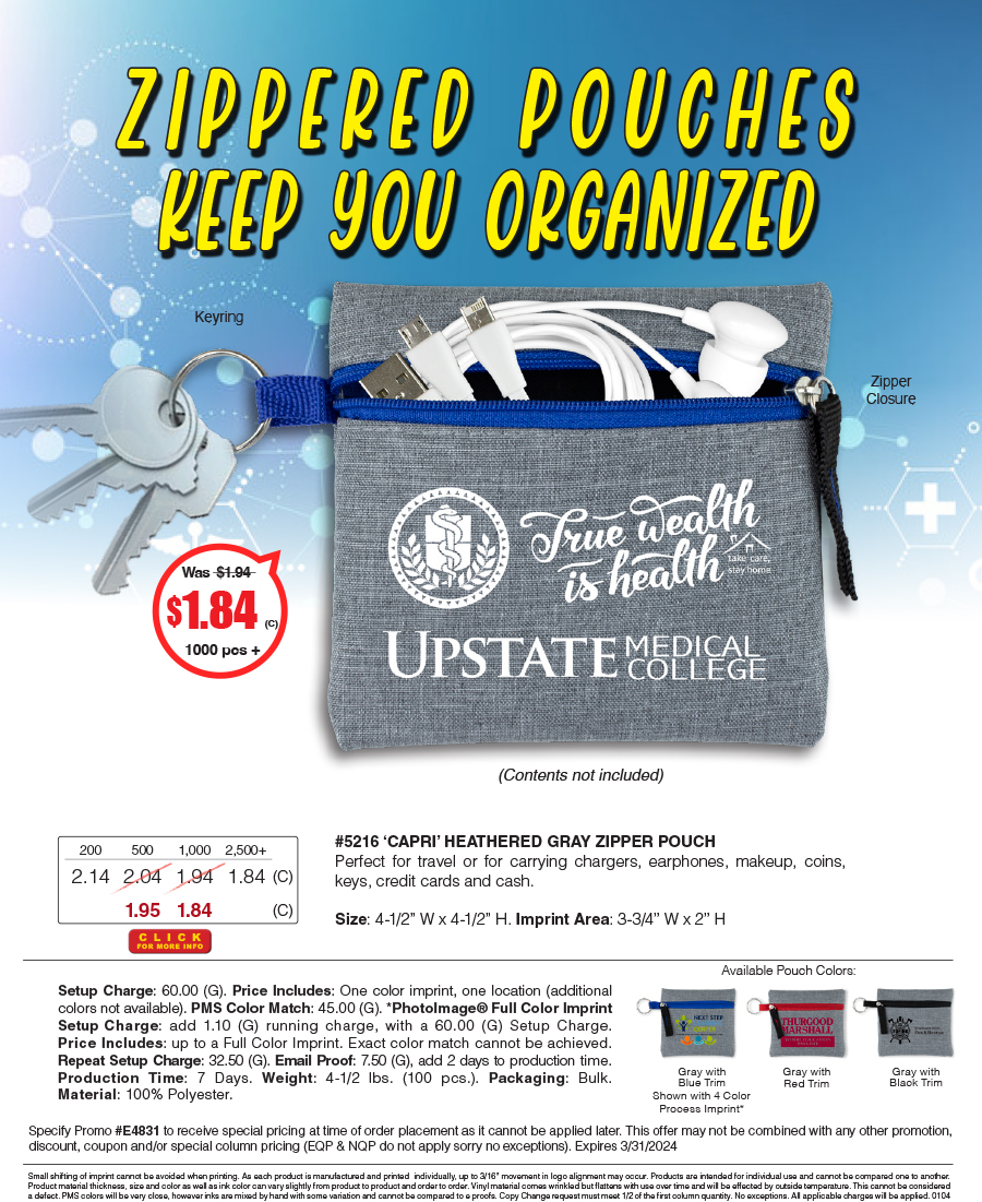 5216 CAPRI - Heathered GRAY Zipper Pouch  