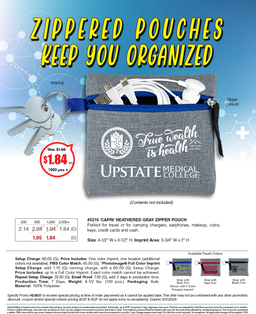 5216 CAPRI - Heathered GRAY Zipper Pouch  