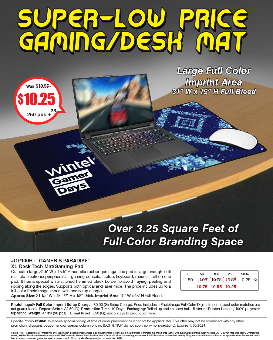 #GP100HT Gamers Paradise - XL Desk Tech Mat/Gaming Pad
