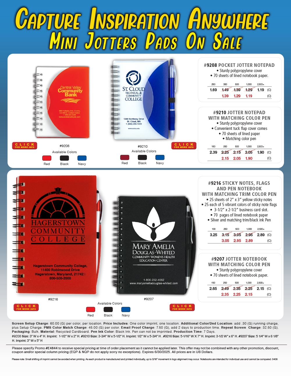 9207 9208 9210 9216 Jotter Pads