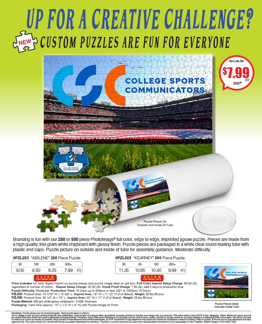 PZL503 PZL253 Full Color Custom Printed Puzzles in Storage Tube