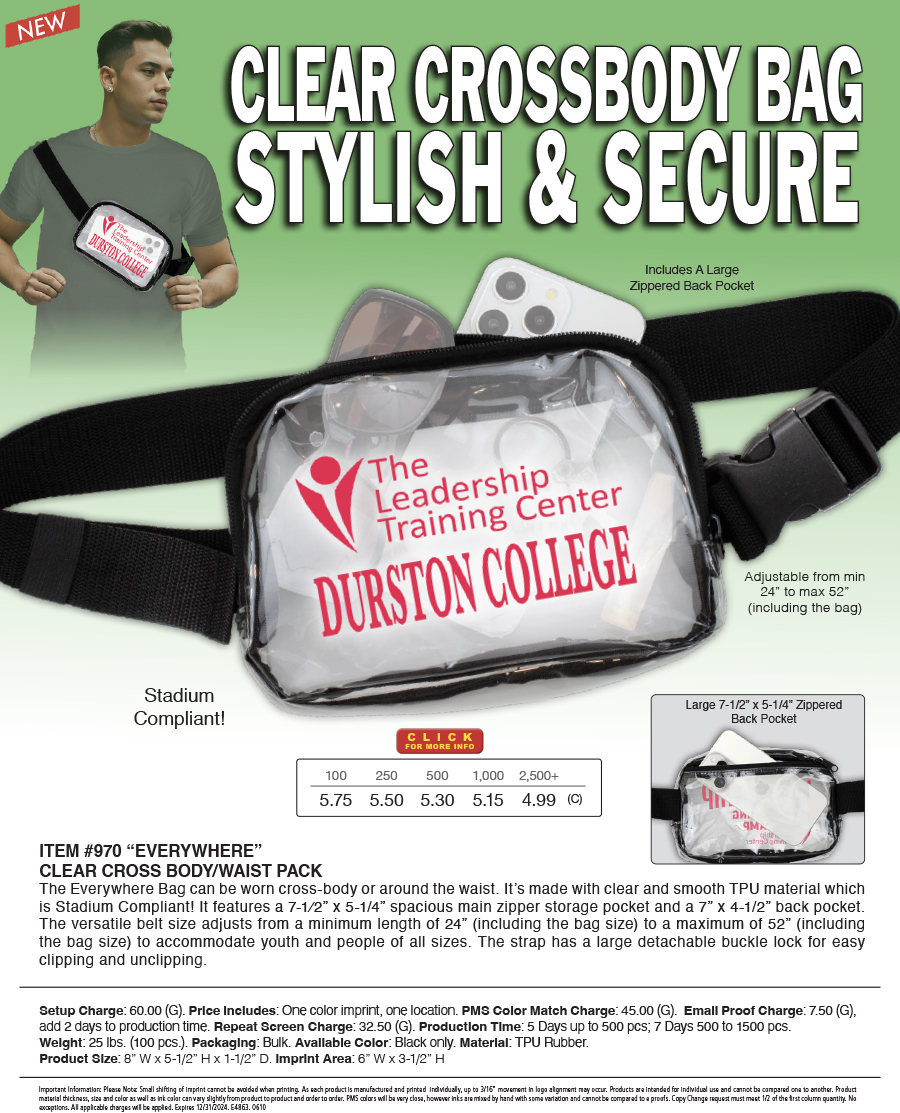 970 CLEAR CROSS BODY/WAIST PACK   