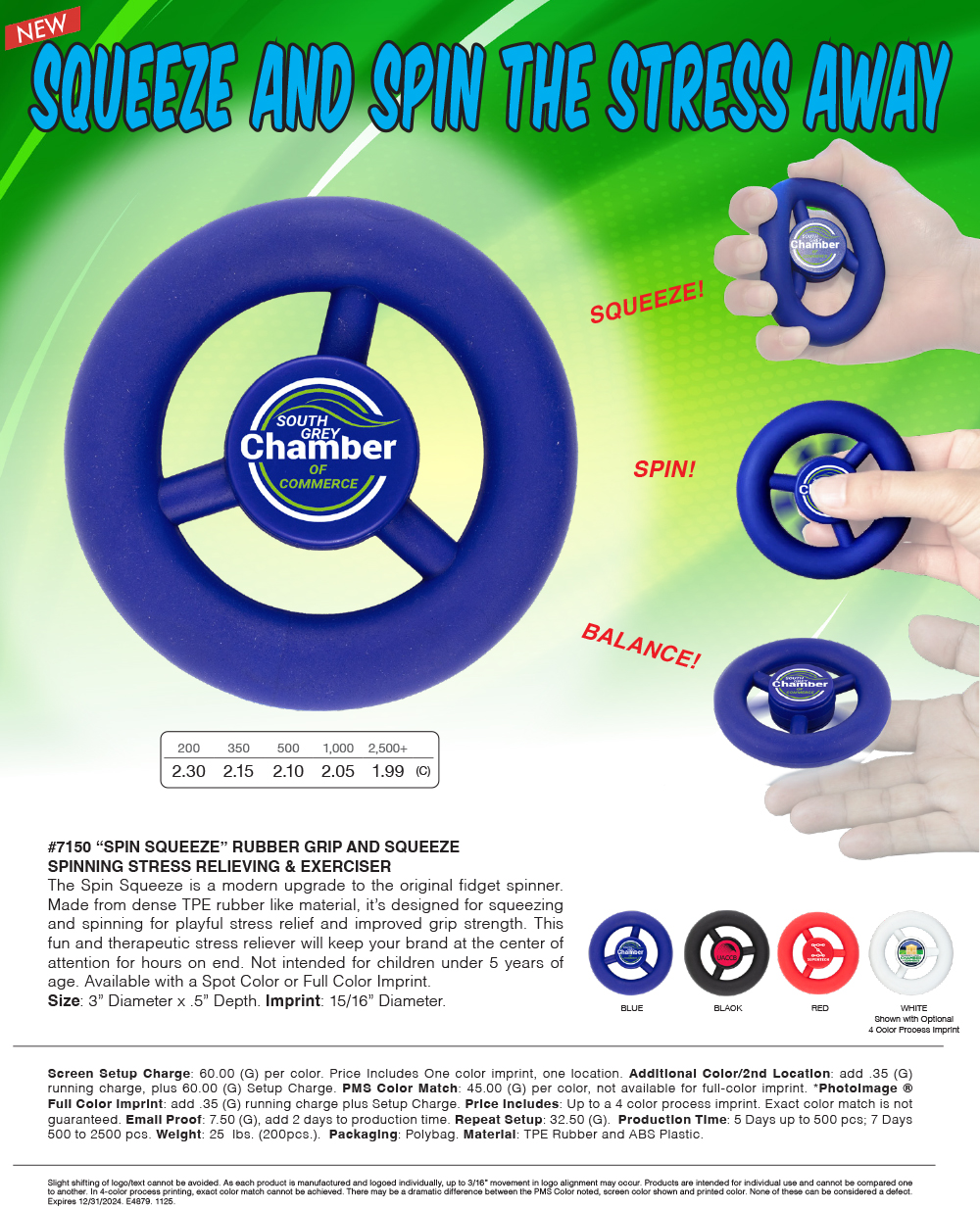 7150 SPIN SQUEEZE - Rubber Grip and Squeeze Spinning Stress Relieving & Exerciser