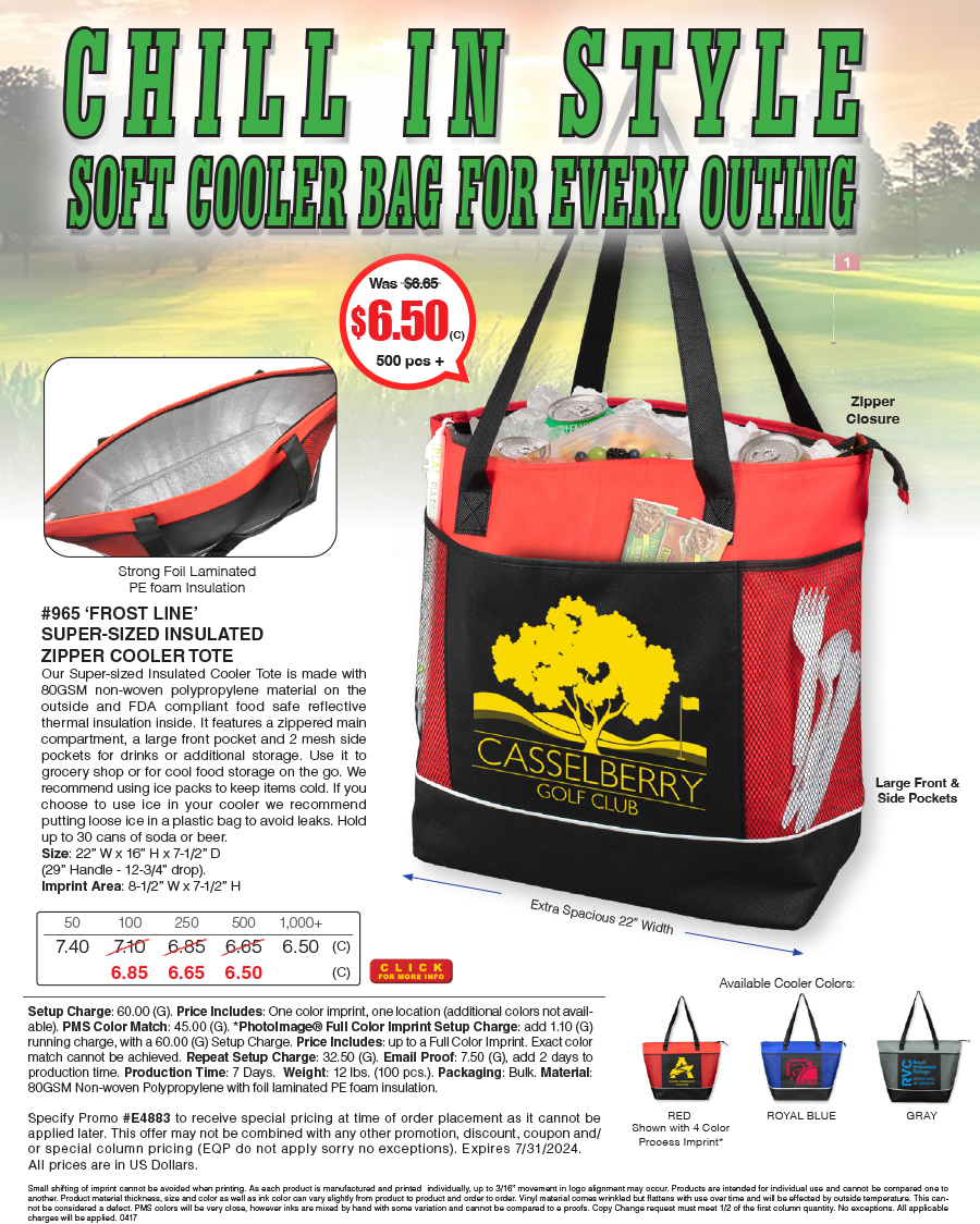 965 Frost Line -  Super-Sized Insulated Zipper Cooler Tote