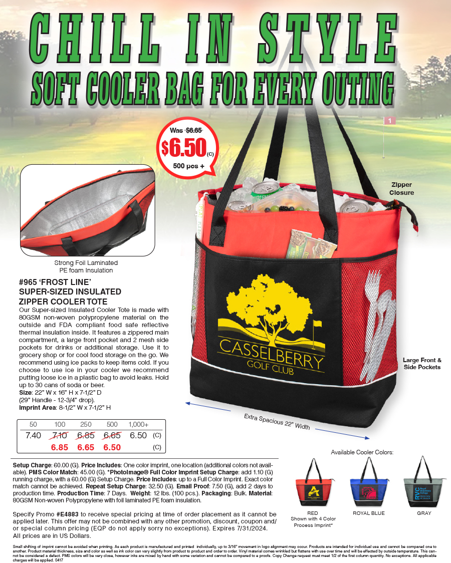 965 Frost Line -  Super-Sized Insulated Zipper Cooler Tote