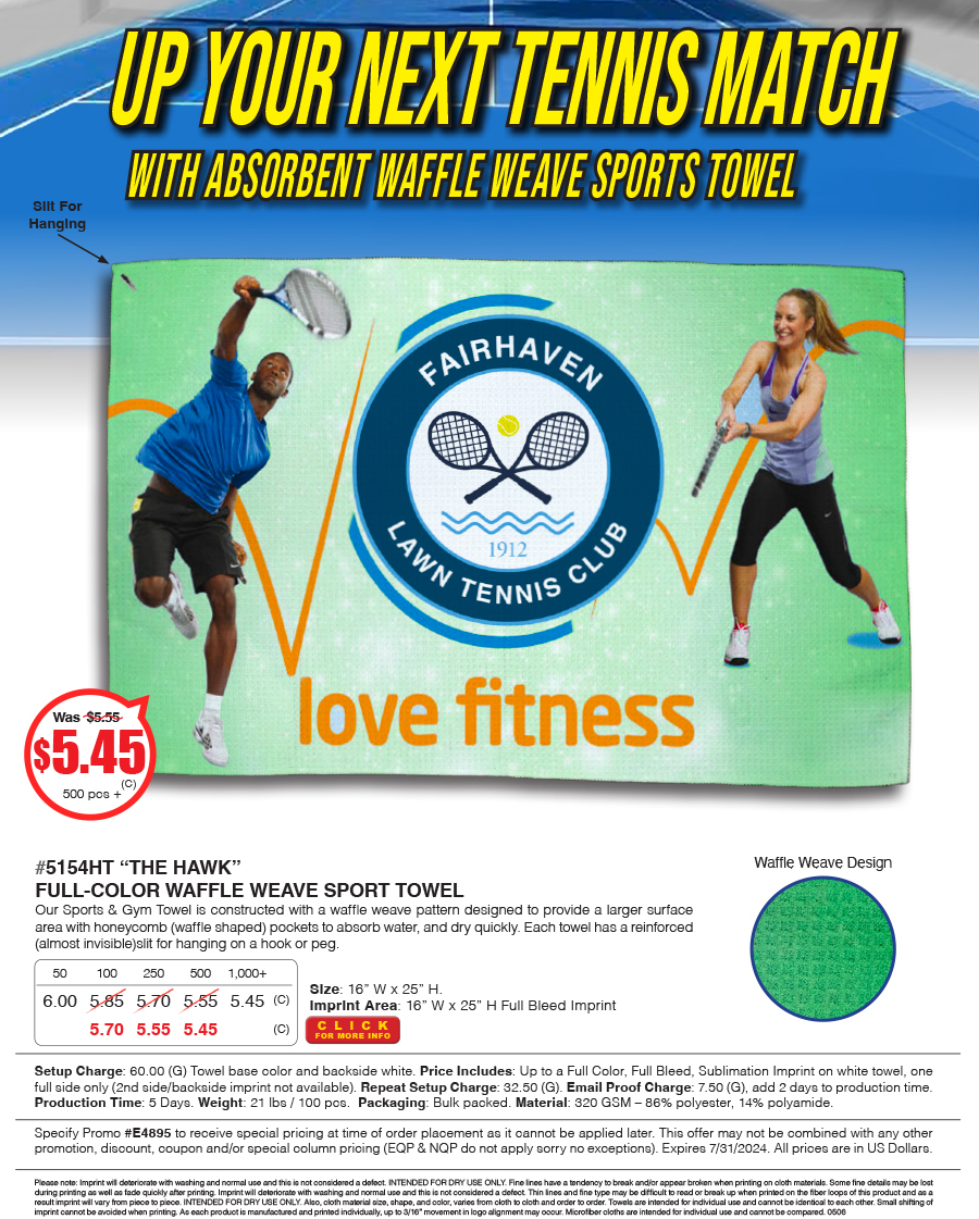 5154HT The HAWK - FULL-COLOR WAFFLE WEAVE Sport TOWEL