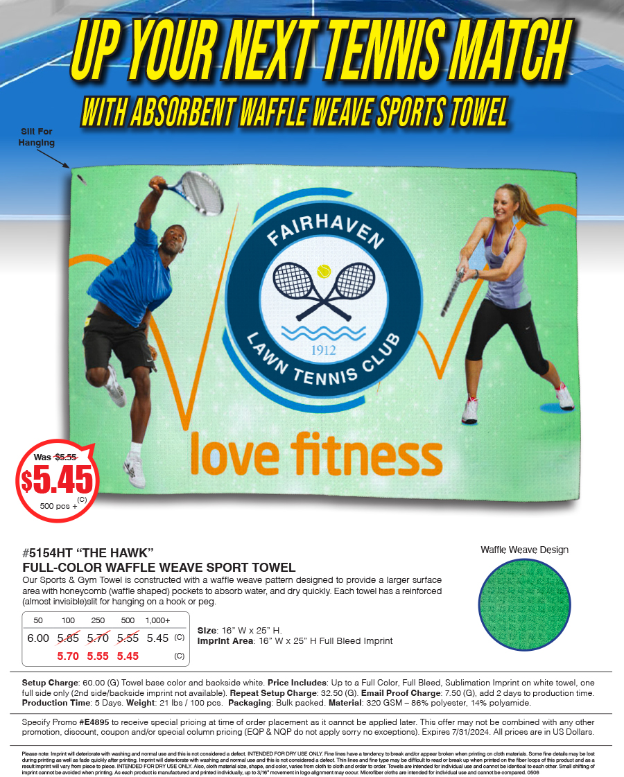5154HT The HAWK - FULL-COLOR WAFFLE WEAVE Sport TOWEL