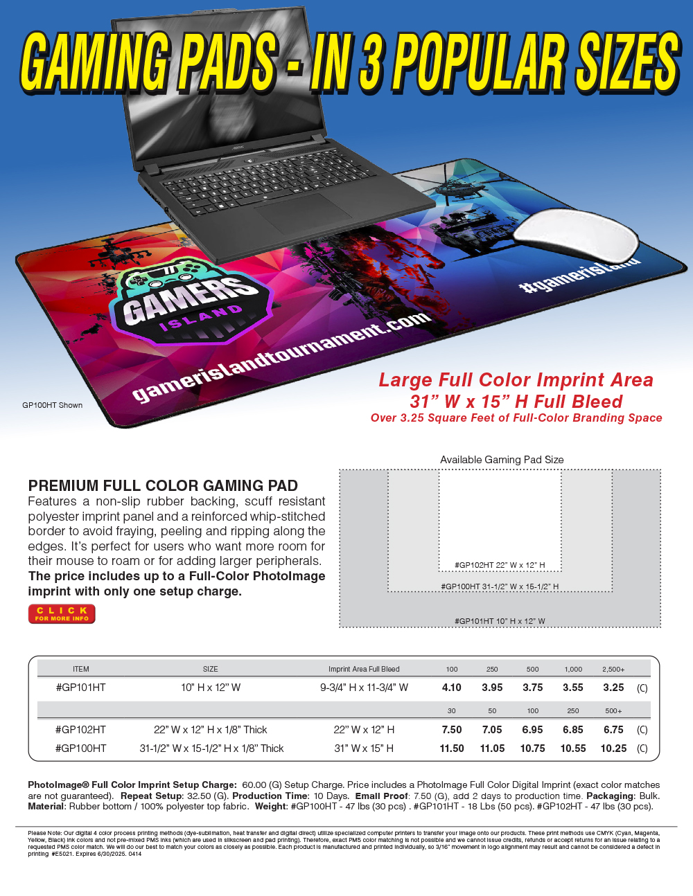 #GP100HT GP101HT GP102HT Gaming Pads In 3 Popular Sizes 