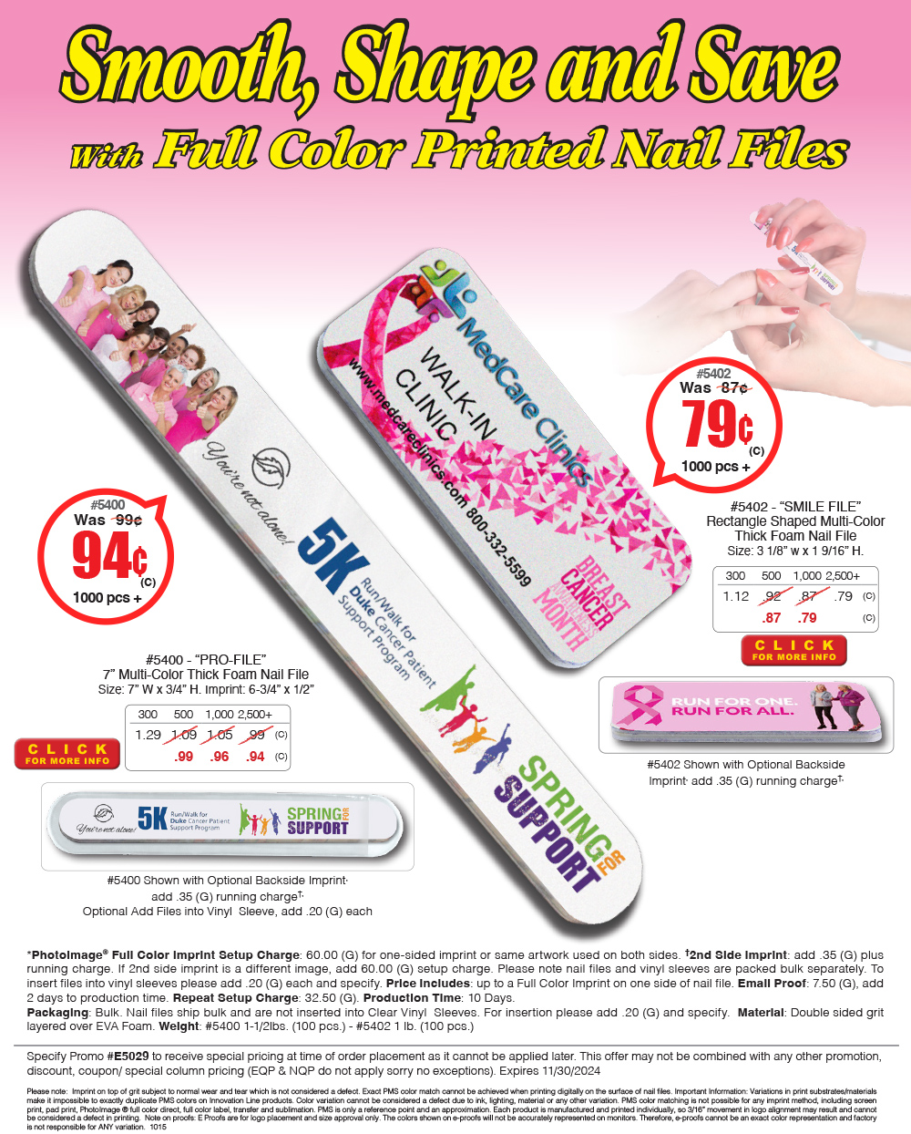 5400 5402 4 Color Process Nail Files