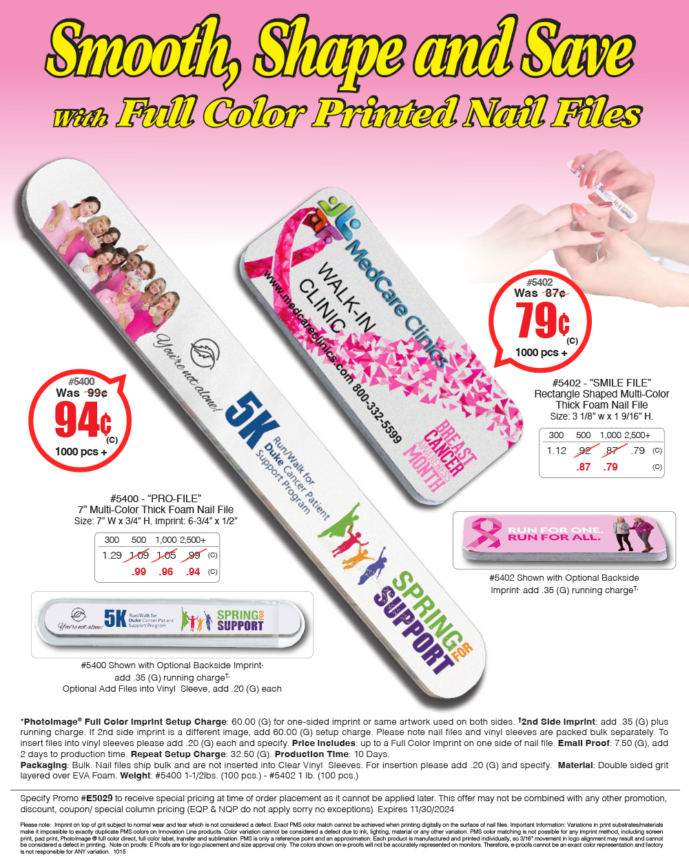 5400 5402 4 Color Process Nail Files