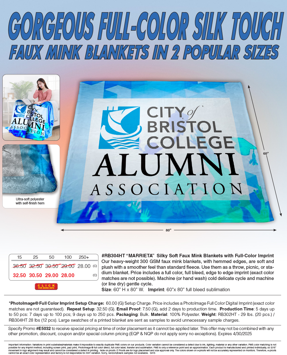 RB302HT RB304HT- Combo Silk Touch Blanket � Full Color