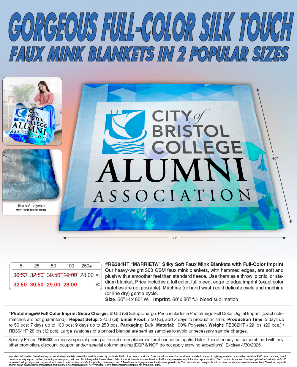 RB302HT RB304HT- Combo Silk Touch Blanket � Full Color