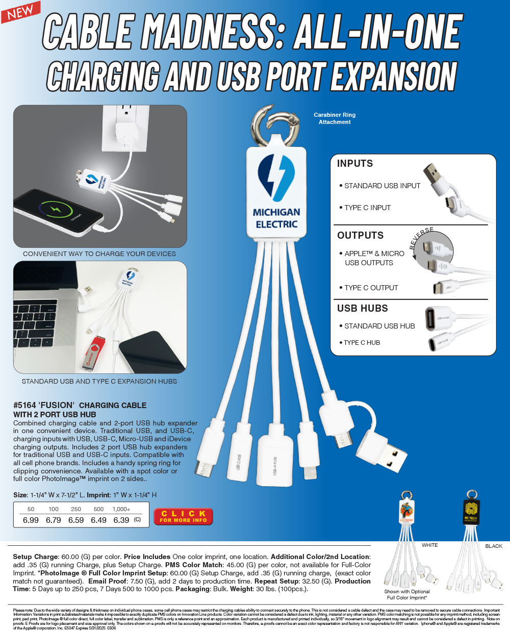 #5164 FUSION -  Integrated Charging Cable USB Port Expander