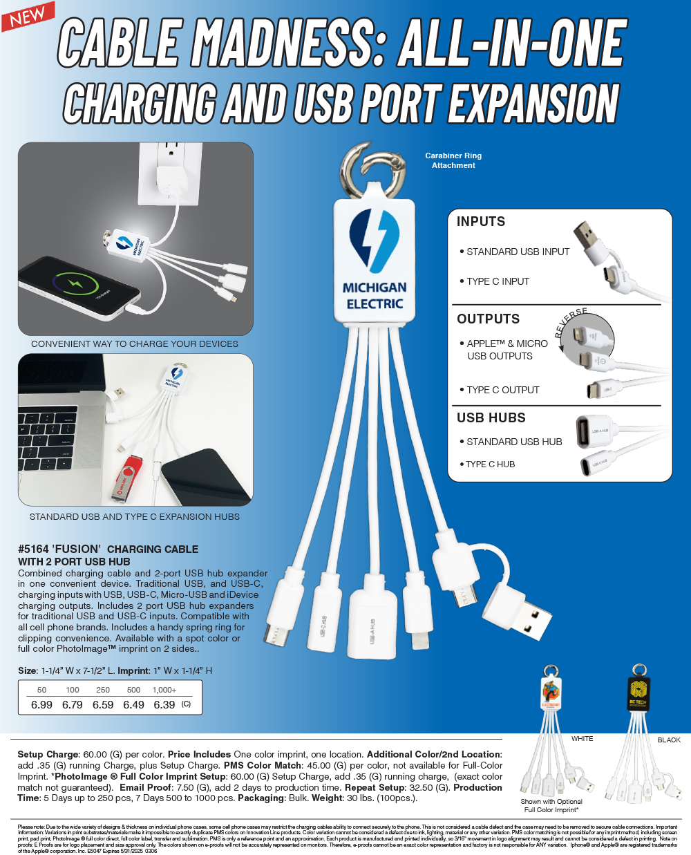 #5164 FUSION -  Integrated Charging Cable USB Port Expander